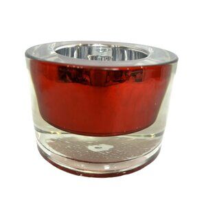 * Colonial Candle Votive Holder Red and Clear Glass